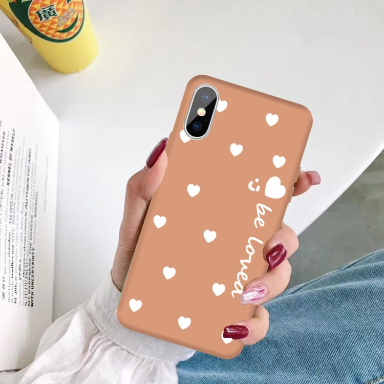 For iPhone X / XS Smiling Face Multiple Love-hearts Pattern Colorful Frosted TPU Phone Protective Case