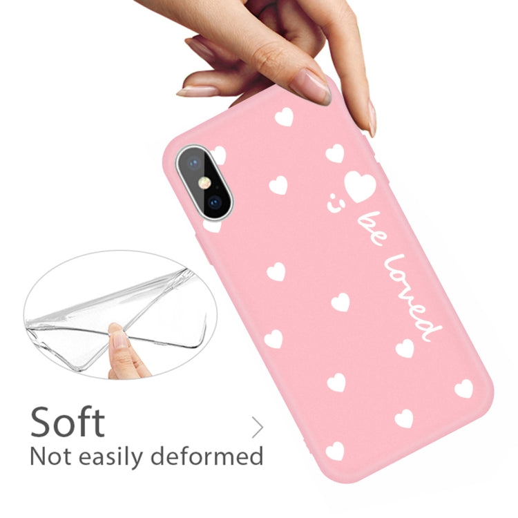 For iPhone XS Max Smiling Face Multiple Love-hearts Pattern Colorful Frosted TPU Phone Protective Case