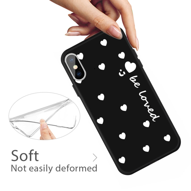 For iPhone XS Max Smiling Face Multiple Love-hearts Pattern Colorful Frosted TPU Phone Protective Case