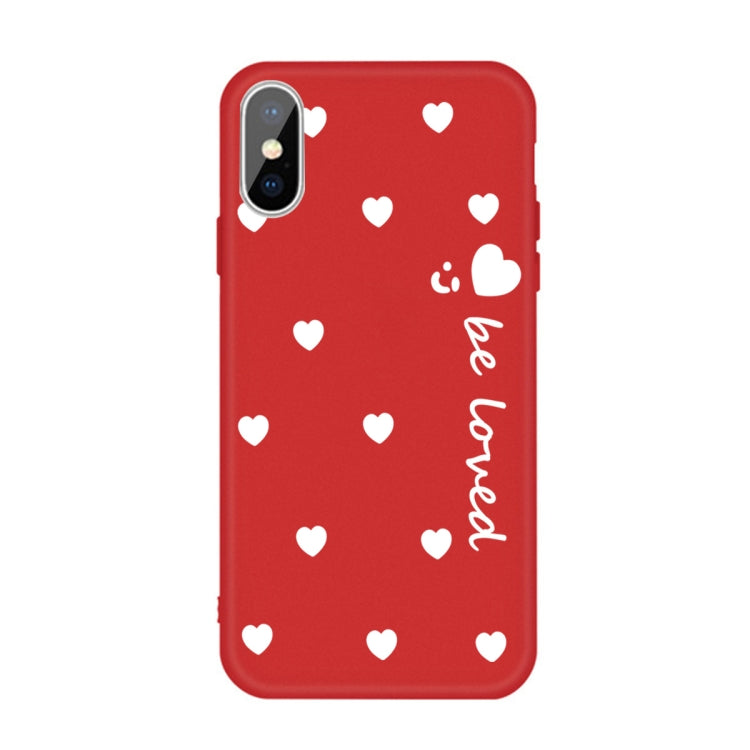 For iPhone XS Max Smiling Face Multiple Love-hearts Pattern Colorful Frosted TPU Phone Protective Case