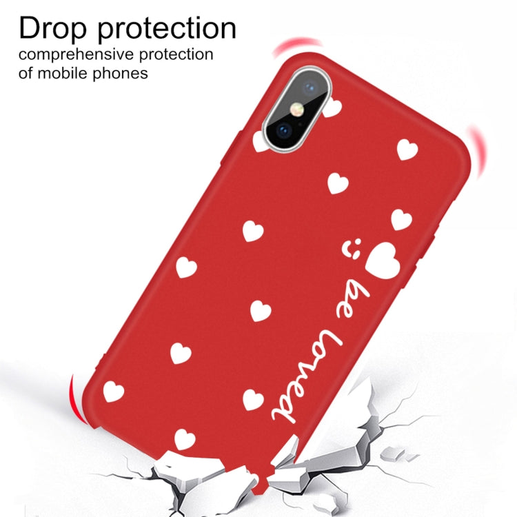 For iPhone XS Max Smiling Face Multiple Love-hearts Pattern Colorful Frosted TPU Phone Protective Case