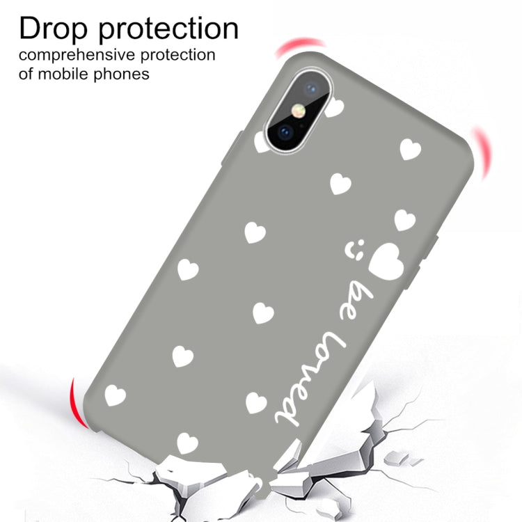 For iPhone XS Max Smiling Face Multiple Love-hearts Pattern Colorful Frosted TPU Phone Protective Case
