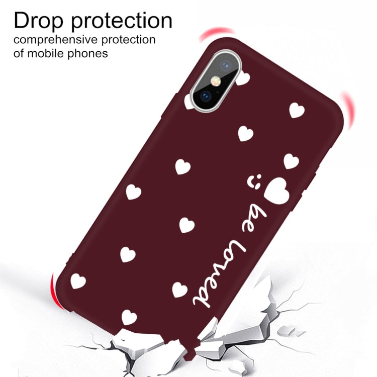 For iPhone XS Max Smiling Face Multiple Love-hearts Pattern Colorful Frosted TPU Phone Protective Case