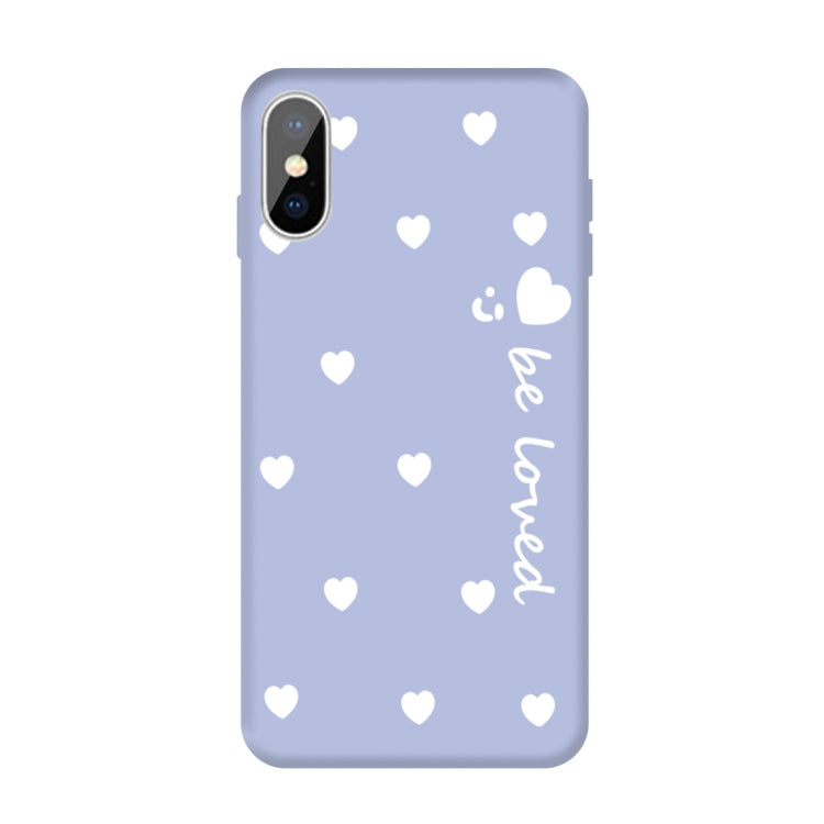 For iPhone XS Max Smiling Face Multiple Love-hearts Pattern Colorful Frosted TPU Phone Protective Case