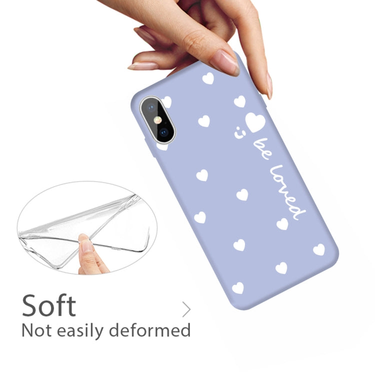 For iPhone XS Max Smiling Face Multiple Love-hearts Pattern Colorful Frosted TPU Phone Protective Case