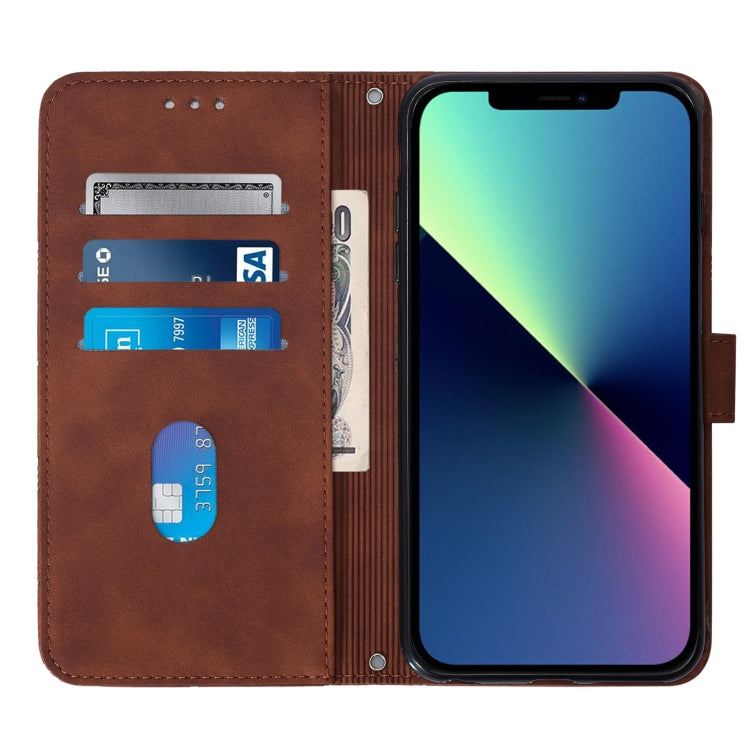 For iPhone 13 Crossbody 3D Embossed Flip Leather Phone Case