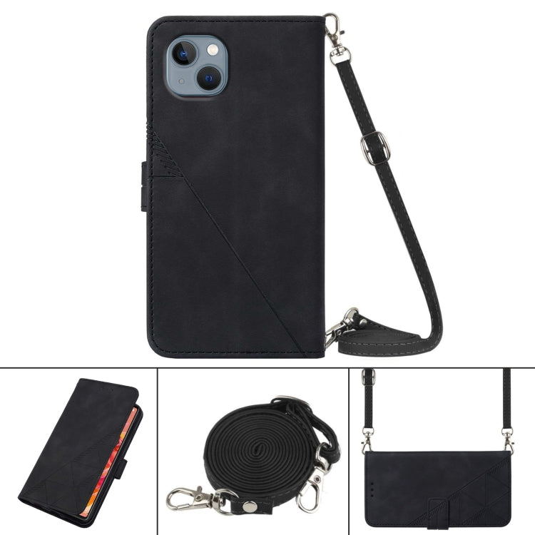 For iPhone 13 Crossbody 3D Embossed Flip Leather Phone Case