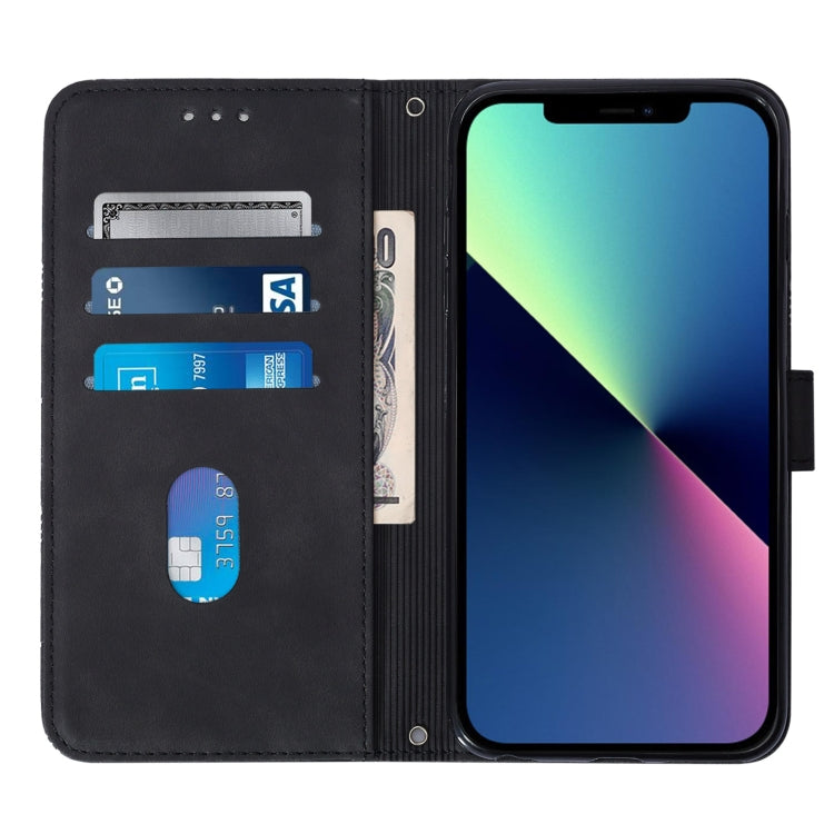 For iPhone 13 Crossbody 3D Embossed Flip Leather Phone Case