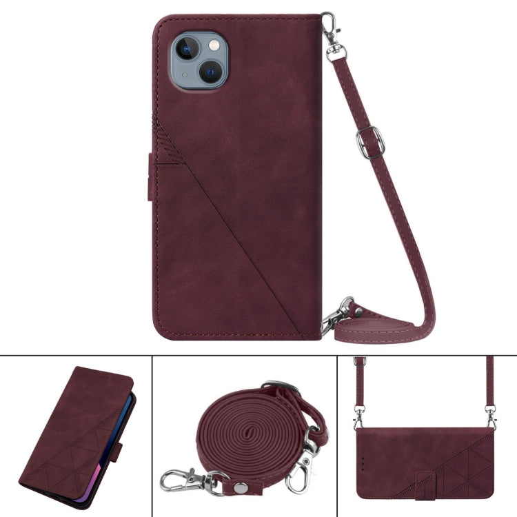 For iPhone 13 Crossbody 3D Embossed Flip Leather Phone Case
