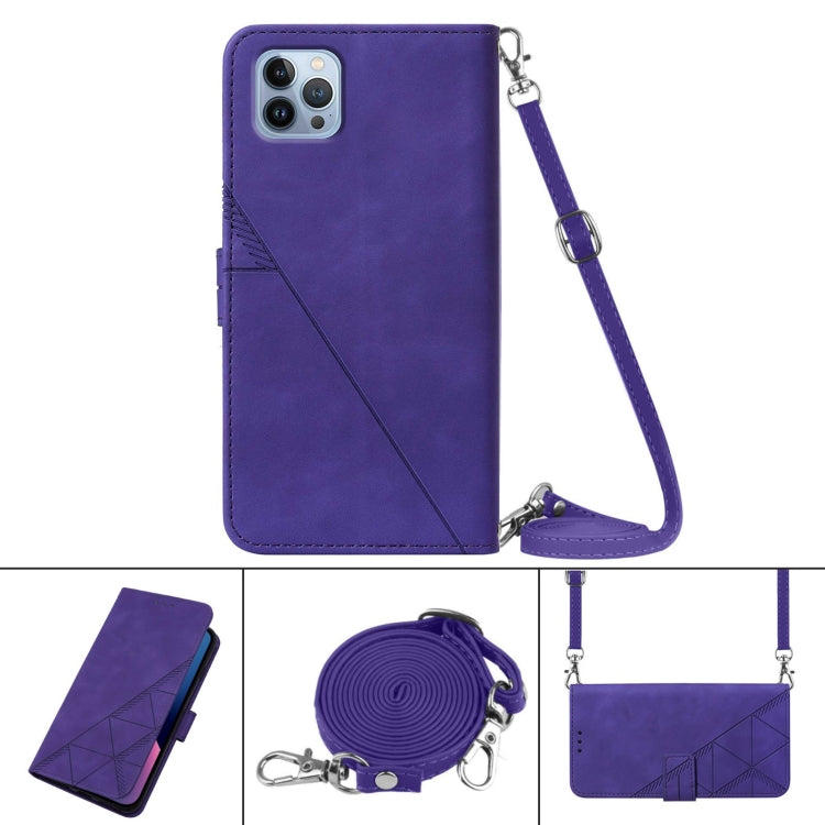 For iPhone 13 Pro Max Crossbody 3D Embossed Flip Leather Phone Case