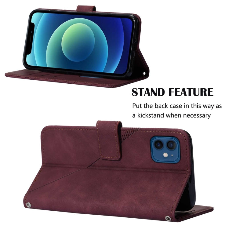 For iPhone 12 mini Crossbody 3D Embossed Flip Leather Phone Case