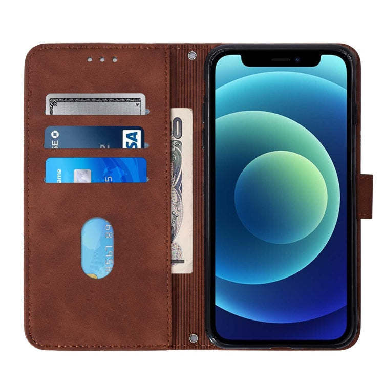 For iPhone 12 Crossbody 3D Embossed Flip Leather Phone Case