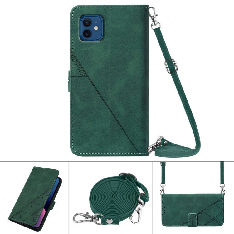 For iPhone 12 Crossbody 3D Embossed Flip Leather Phone Case