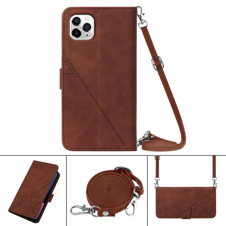For iPhone 11 Pro Crossbody 3D Embossed Flip Leather Phone Case