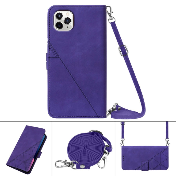 For iPhone 11 Pro Crossbody 3D Embossed Flip Leather Phone Case