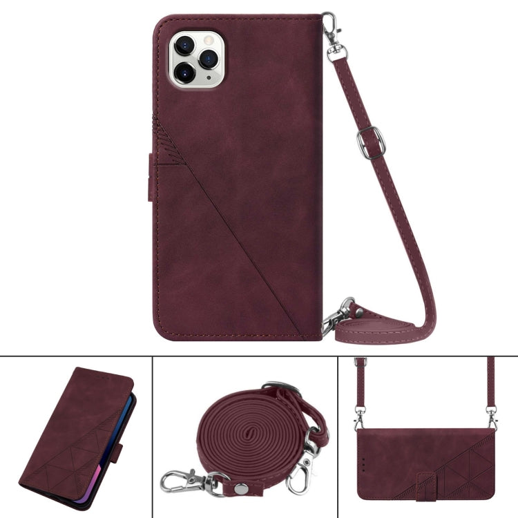For iPhone 11 Pro Crossbody 3D Embossed Flip Leather Phone Case