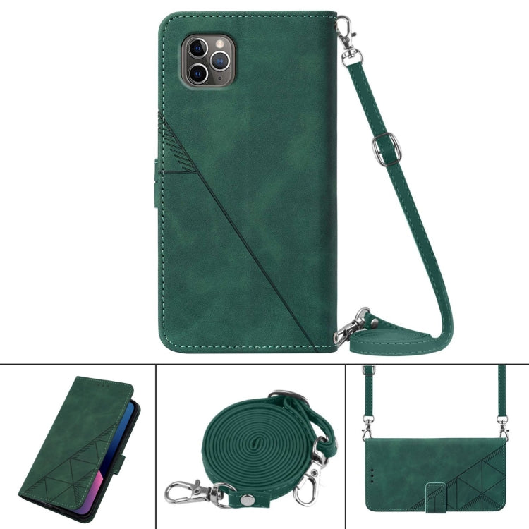 For iPhone 11 Pro Max Crossbody 3D Embossed Flip Leather Phone Case