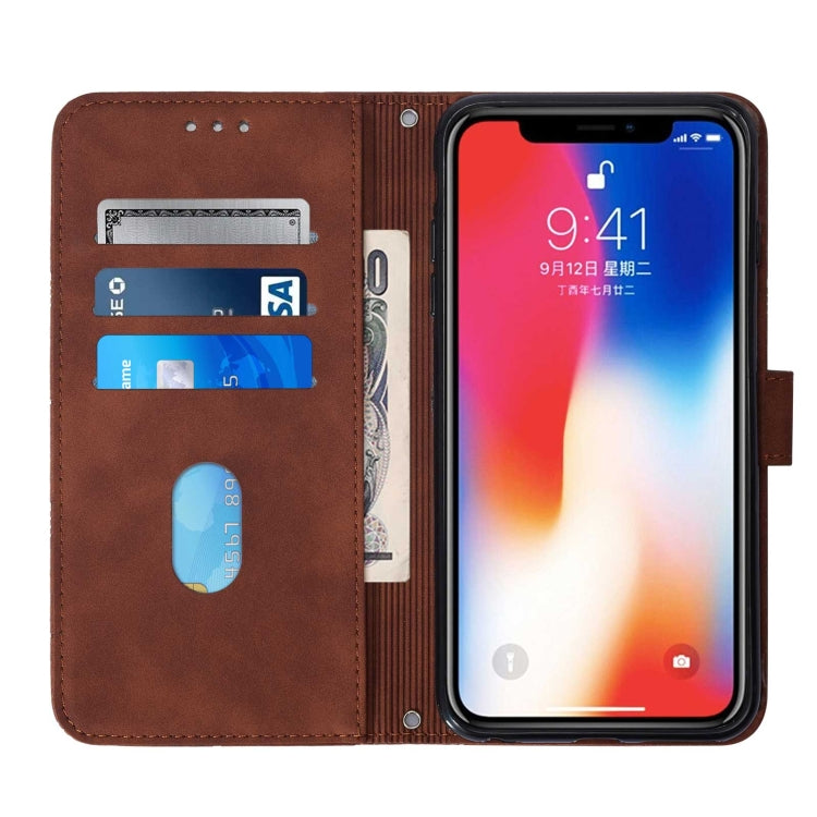 For iPhone X / XS Crossbody 3D Embossed Flip Leather Phone Case