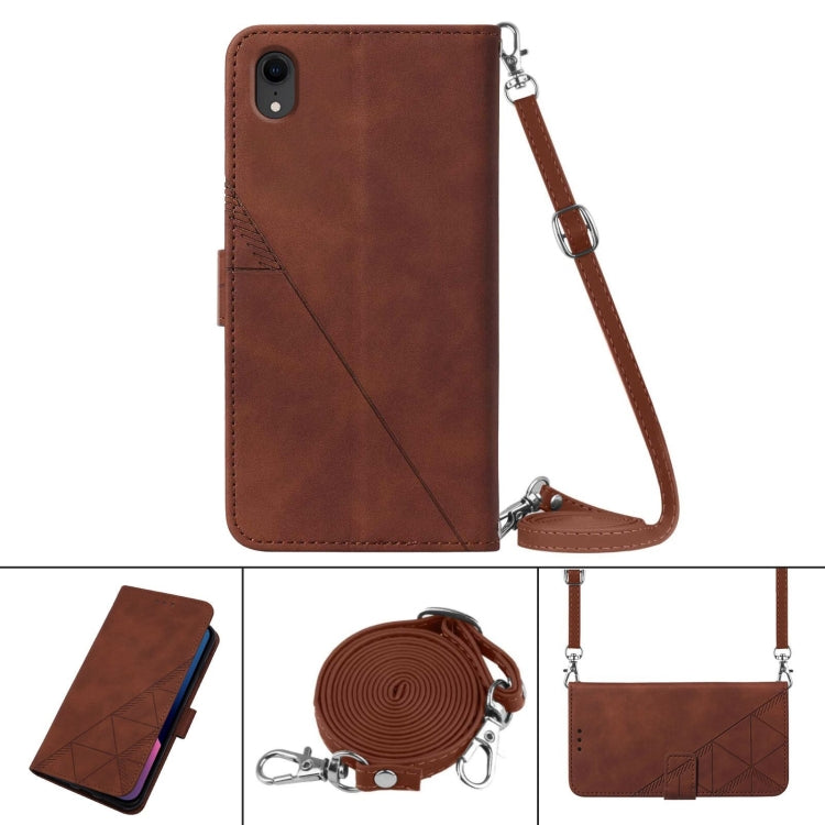 For iPhone XR Crossbody 3D Embossed Flip Leather Phone Case
