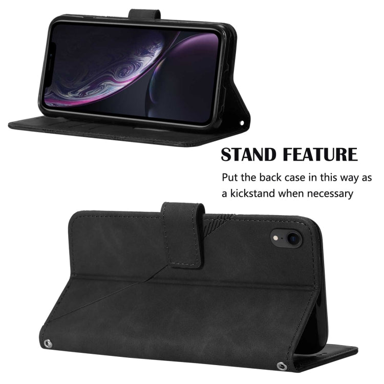 For iPhone XR Crossbody 3D Embossed Flip Leather Phone Case