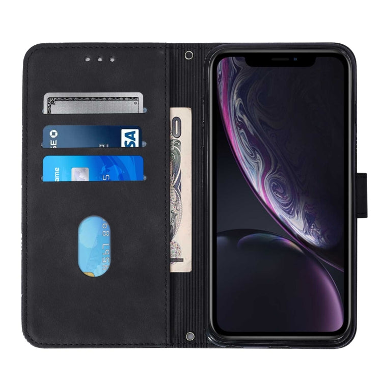 For iPhone XR Crossbody 3D Embossed Flip Leather Phone Case