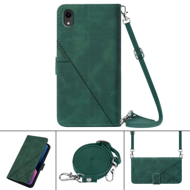 For iPhone XR Crossbody 3D Embossed Flip Leather Phone Case