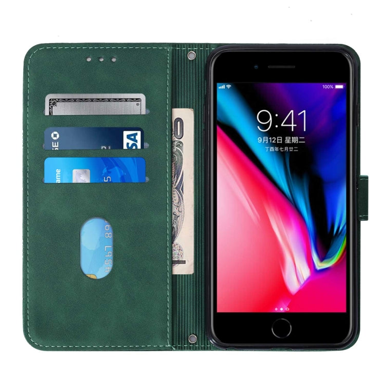 For iPhone SE 2022 / SE 2020 / 8 / 7 Crossbody 3D Embossed Flip Leather Phone Case