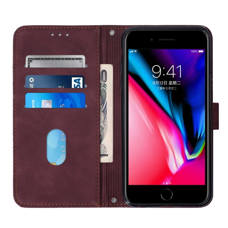 For iPhone SE 2022 / SE 2020 / 8 / 7 Crossbody 3D Embossed Flip Leather Phone Case