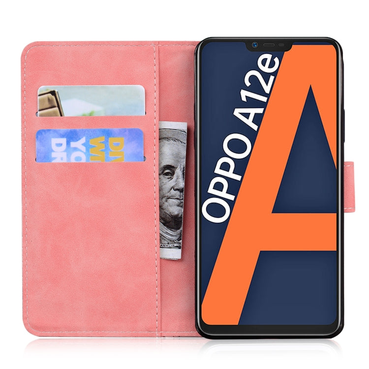 For OPPO A3S/Realme C1/A12E Skin Feel Pure Color Flip Leather Phone Case