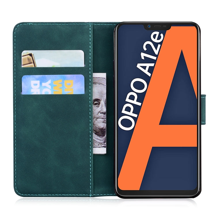 For OPPO A3S/Realme C1/A12E Skin Feel Pure Color Flip Leather Phone Case