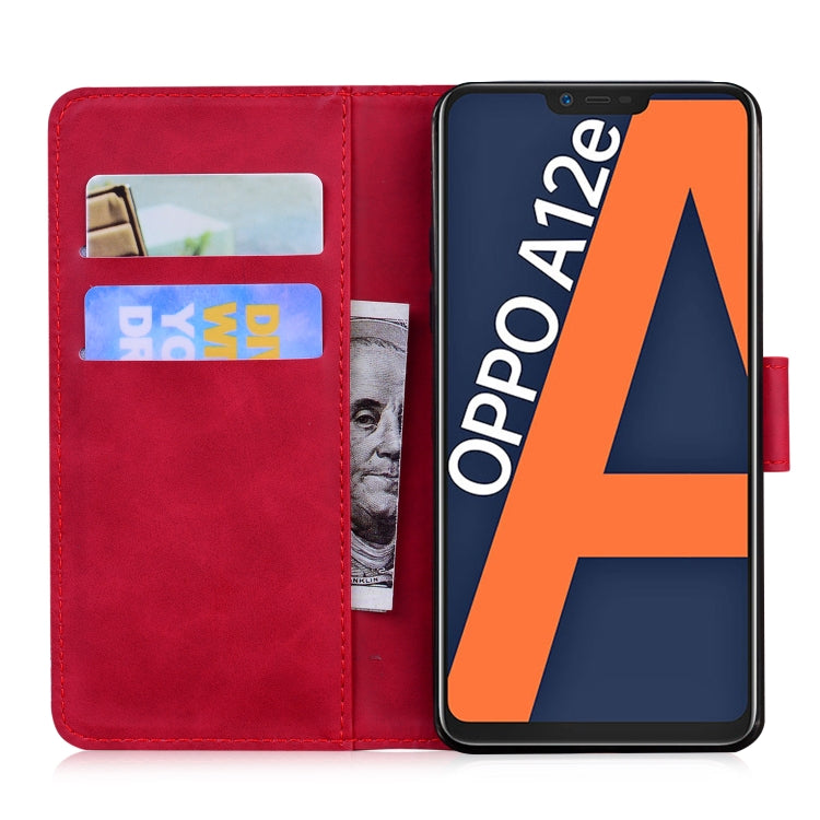 For OPPO A3S/Realme C1/A12E Skin Feel Pure Color Flip Leather Phone Case