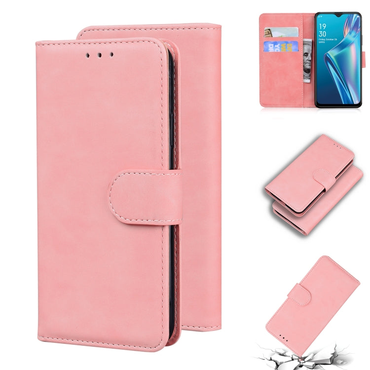 For OPPO A5S/AX5S/A12/A11K Skin Feel Pure Color Flip Leather Phone Case