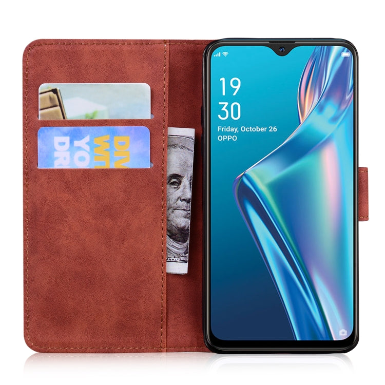 For OPPO A5S/AX5S/A12/A11K Skin Feel Pure Color Flip Leather Phone Case