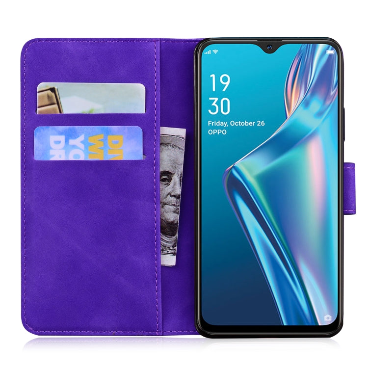 For OPPO A5S/AX5S/A12/A11K Skin Feel Pure Color Flip Leather Phone Case