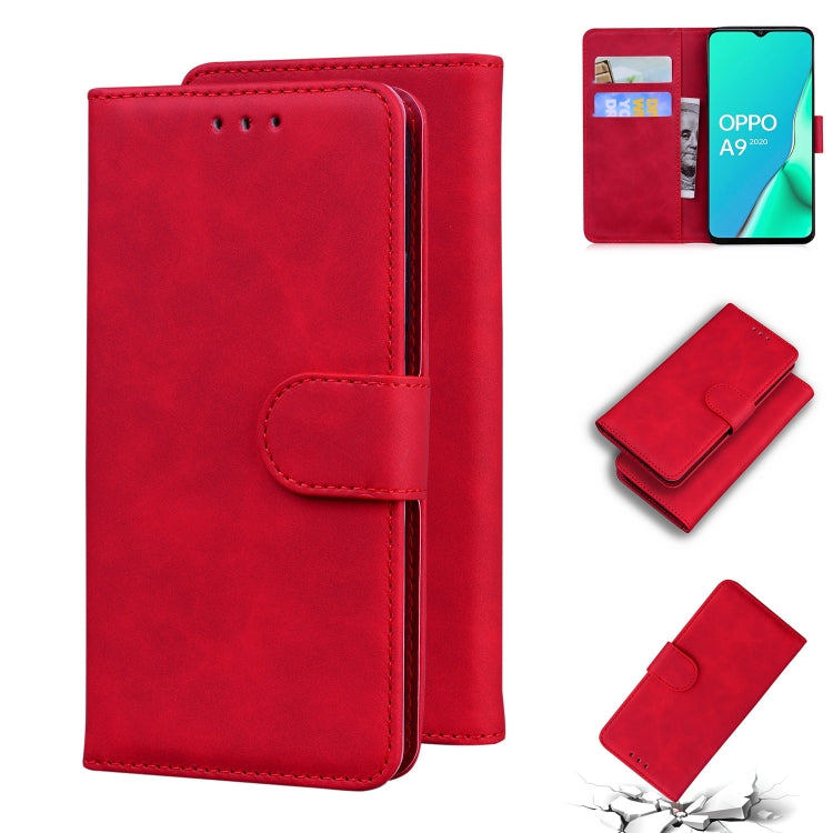 For OPPO A9 2020/A5 2020/A11X Skin Feel Pure Color Flip Leather Phone Case