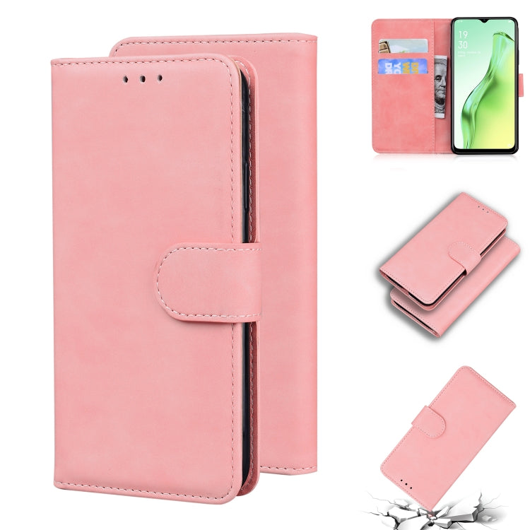 For OPPO A8/A31 2020 Skin Feel Pure Color Flip Leather Phone Case