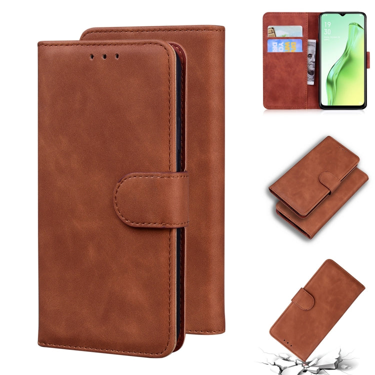 For OPPO A8/A31 2020 Skin Feel Pure Color Flip Leather Phone Case