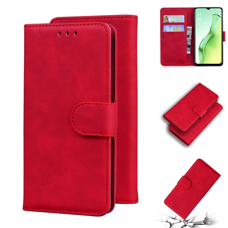 For OPPO A8/A31 2020 Skin Feel Pure Color Flip Leather Phone Case