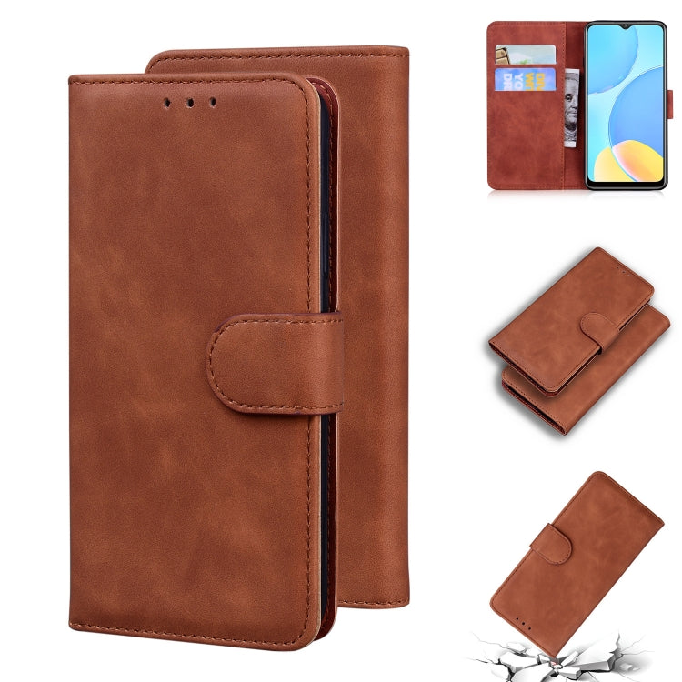 For OPPO A15/A15S Skin Feel Pure Color Flip Leather Phone Case