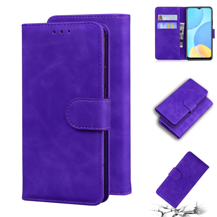 For OPPO A15/A15S Skin Feel Pure Color Flip Leather Phone Case