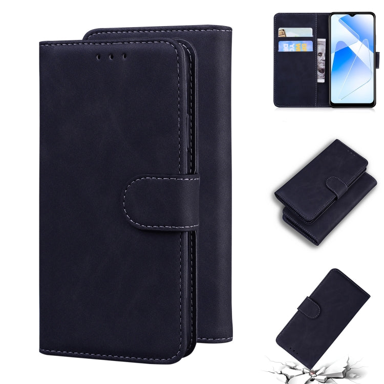 For OPPO A55 5G/A54 4G/Realme V11 5G Skin Feel Pure Color Flip Leather Phone Case