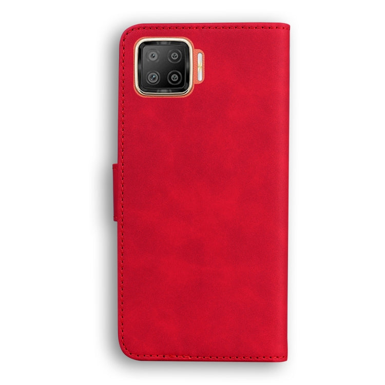 For OPPO A73/F17 Skin Feel Pure Color Flip Leather Phone Case