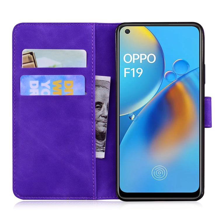 For OPPO A74 4G/F19 4G Skin Feel Pure Color Flip Leather Phone Case