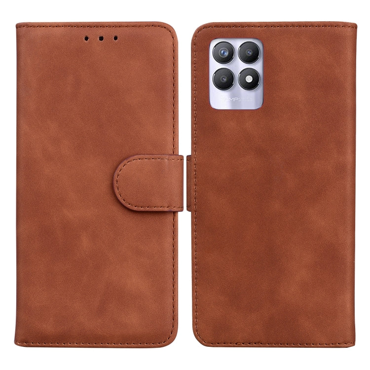 For OPPO Realme 8i Skin Feel Pure Color Flip Leather Phone Case