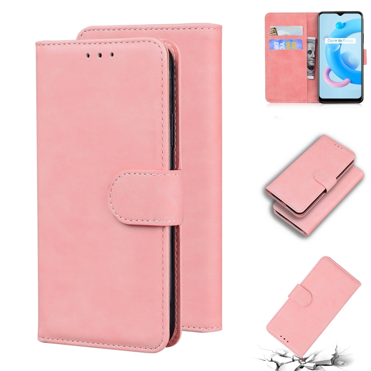 For OPPO Realme C20 Skin Feel Pure Color Flip Leather Phone Case