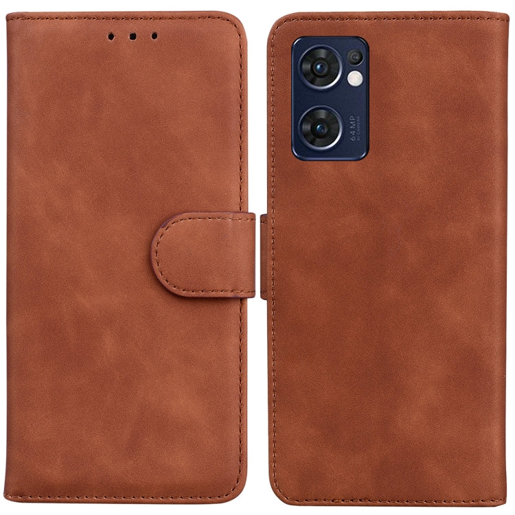 For OPPO Reno7 5G (Taiwan)/Find X5 Lite Skin Feel Pure Color Flip Leather Phone Case