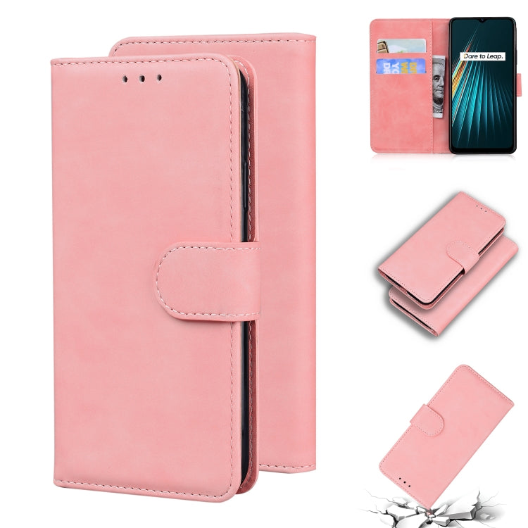 For OPPO Realme 5/5S/6i/5i/Narzo 10/Narzo 10A Skin Feel Pure Color Flip Leather Phone Case