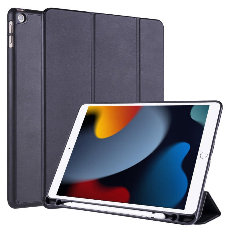 For iPad 10.2 Horizontal Flip Tablet PC PU Leather Case with Three-folding Holder & Pen Slot