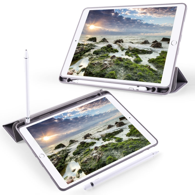 For iPad 10.2 Horizontal Flip Tablet PC PU Leather Case with Three-folding Holder & Pen Slot