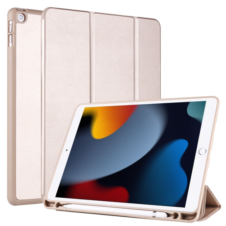 For iPad 10.2 Horizontal Flip Tablet PC PU Leather Case with Three-folding Holder & Pen Slot